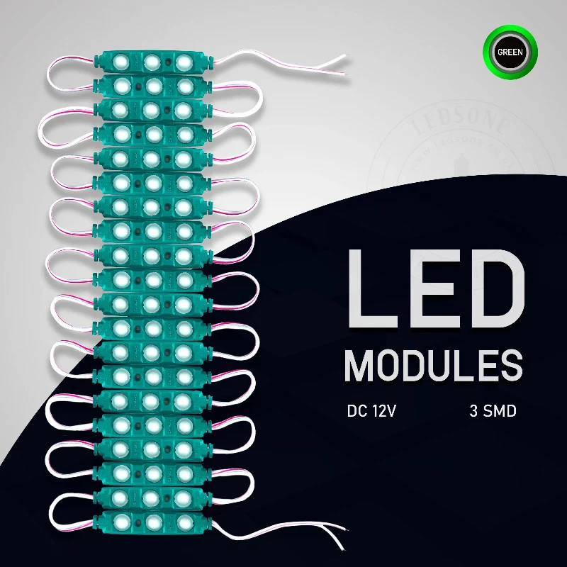 10x modulo LED 12V verde IP65 ideale per insegne pubblicitarie ~1749