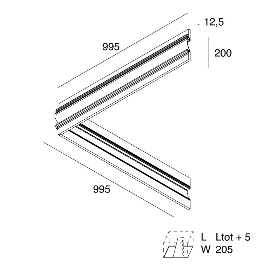 -70 STANDARD Profilo angolare per luce asimmetrica per Strip LED
