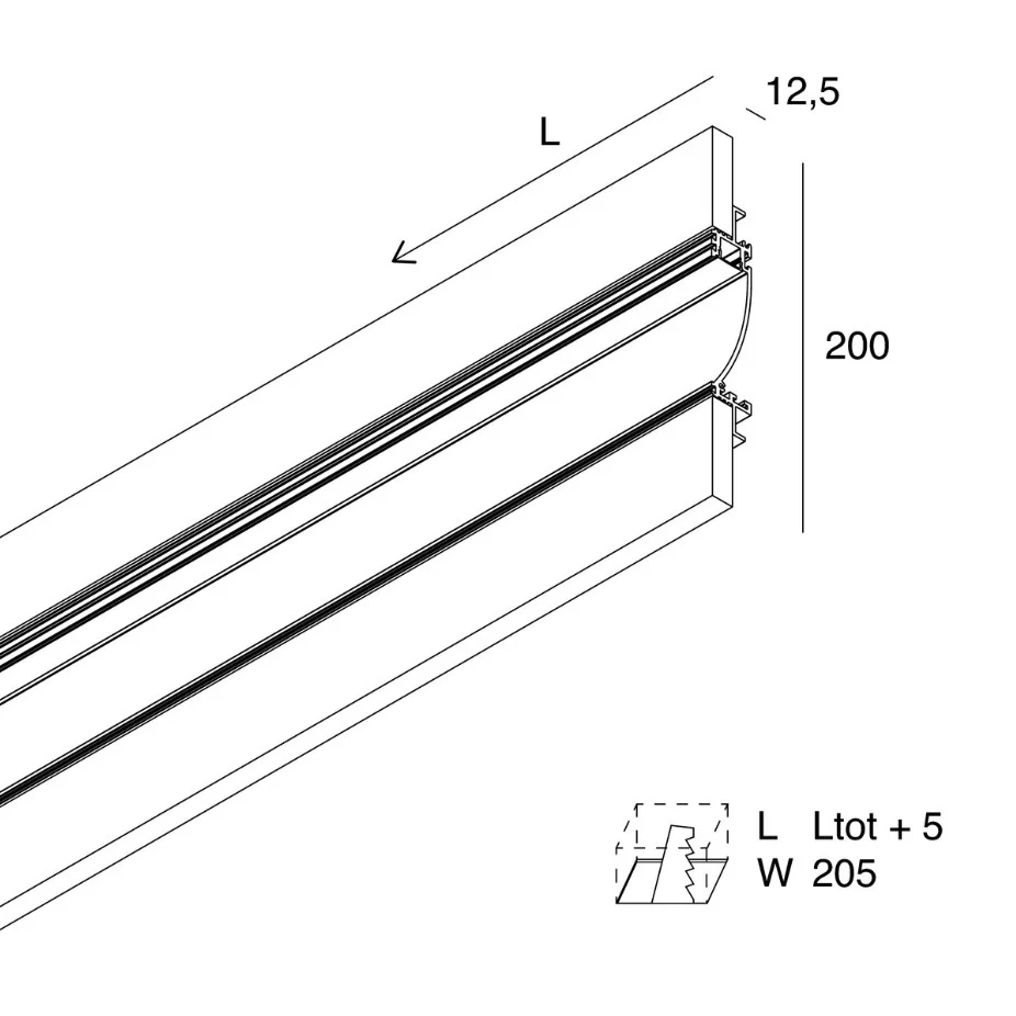 -70 STANDARD Profilo per luce asimmetrica per Strip LED