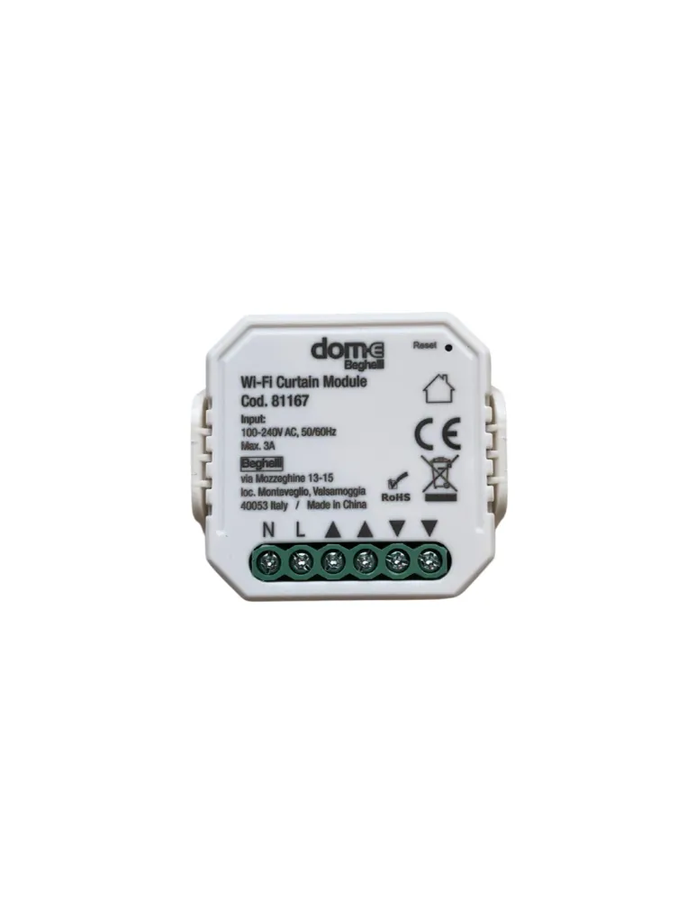 Beghelli Dome 81167 Modulo attuatore Wi-Fi smart per tapparelle e tende compatibile Alexa/Google DIN 3 IP20