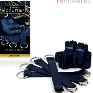 Bondage Couture Down Straps set cinghie bondage letto regolabili blu oro