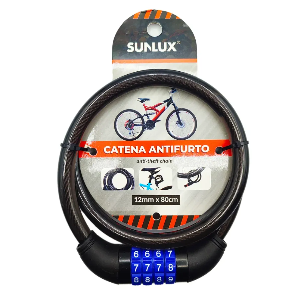 Cavo antifurto semirigido con codice acciaio 80 cm. X Ø 12 mm.
