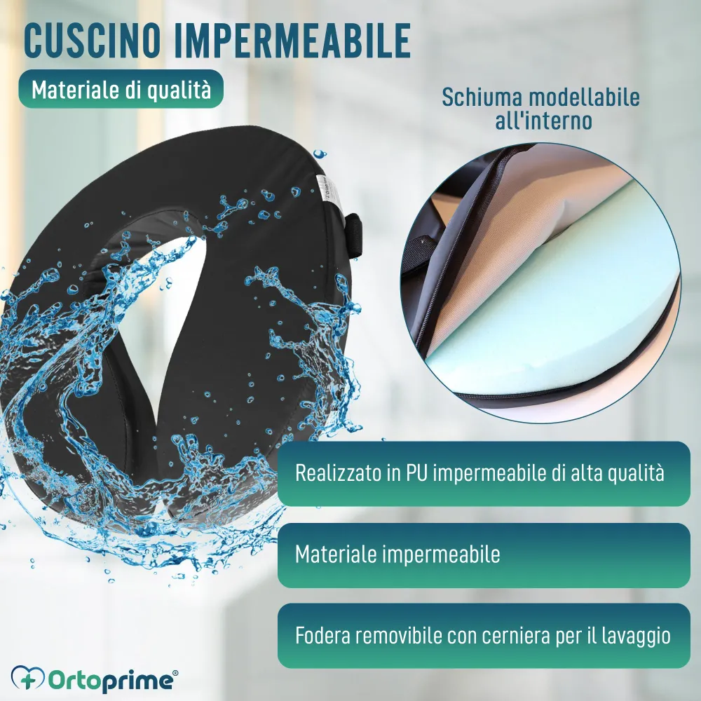 Cuscino Imbottito per WC con Copertura Rimovibile e Cinghie di Fissaggio