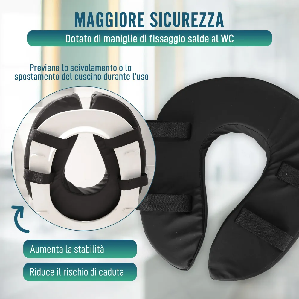 Cuscino Imbottito per WC con Copertura Rimovibile e Cinghie di Fissaggio