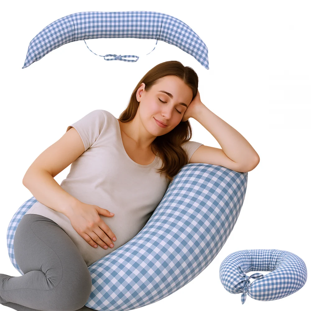 Cuscino per l'allattamento XXL | 3 1 | Multiposizione | Cinghie regolabili | Lavabile | Stampa quadretti | Aura | Mobiclinic