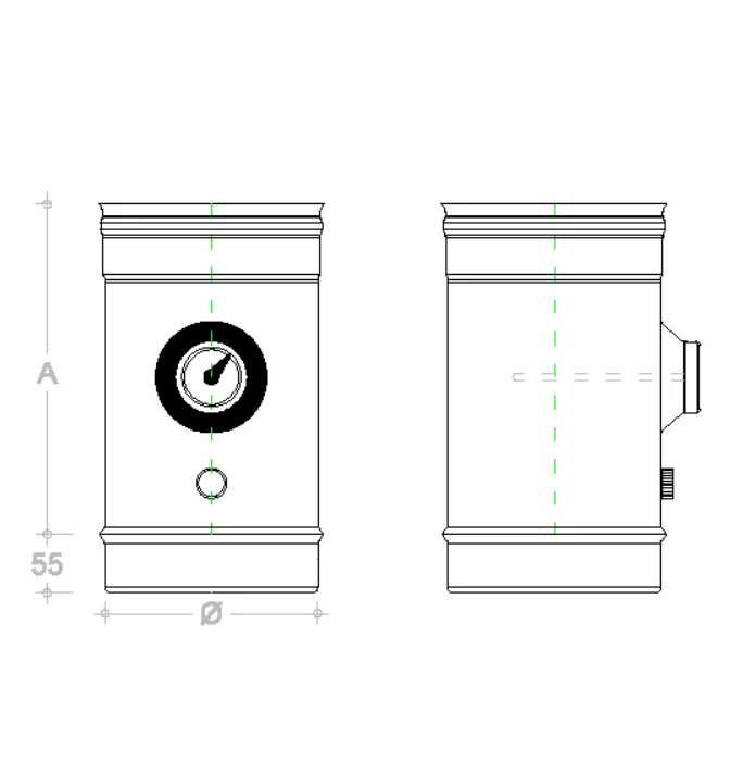 Modulo da 80mm acciaio inox AISI 304 per prelievo e rilevamento fumi
