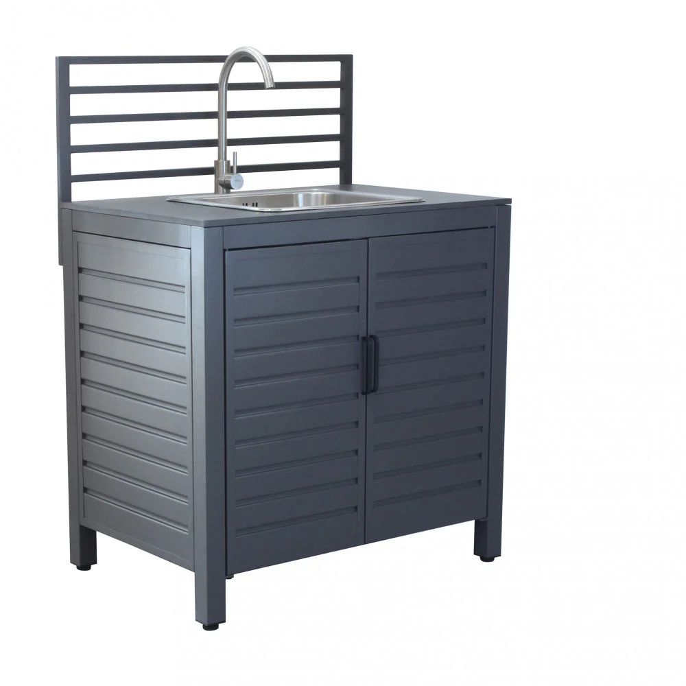 Modulo lavello cucina da esterno "Trinidad" struttura alluminio con ante 90 cm