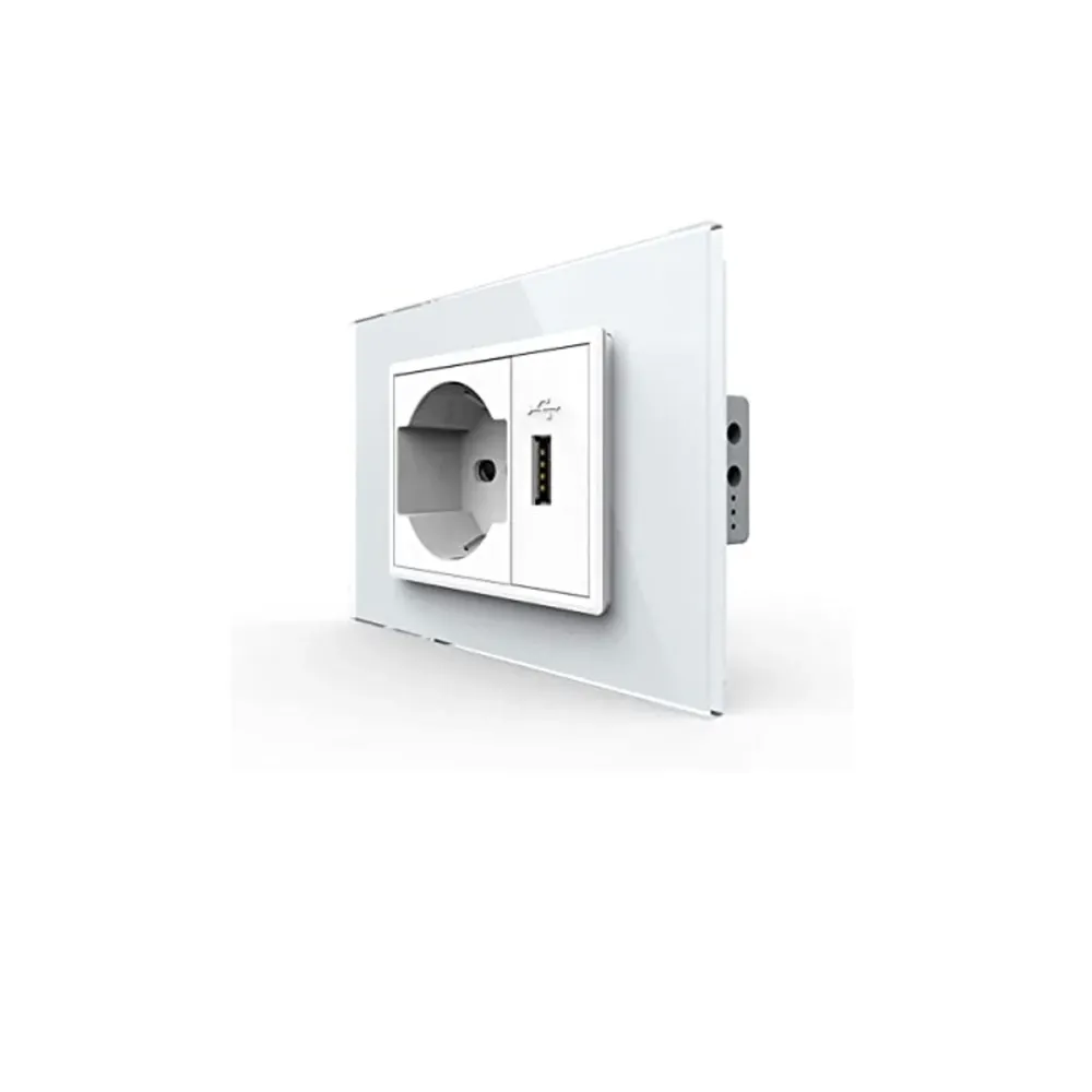 Presa USB Muro 5V 3A 15W Modulo Keystone per Serie Civili Bianco