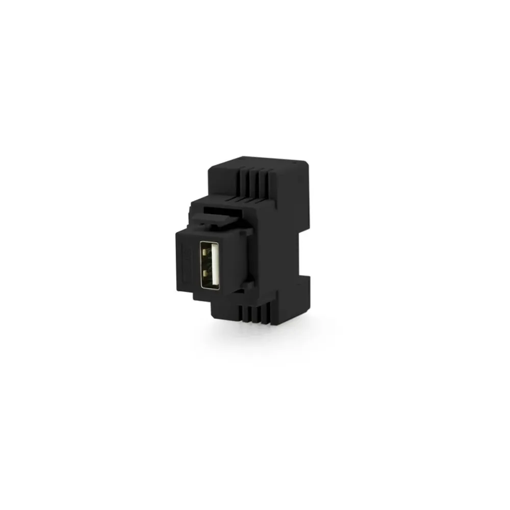 Presa USB da Parete 5V 3A 15W Modulo Keystone Serie Civili Ricarica, Nero