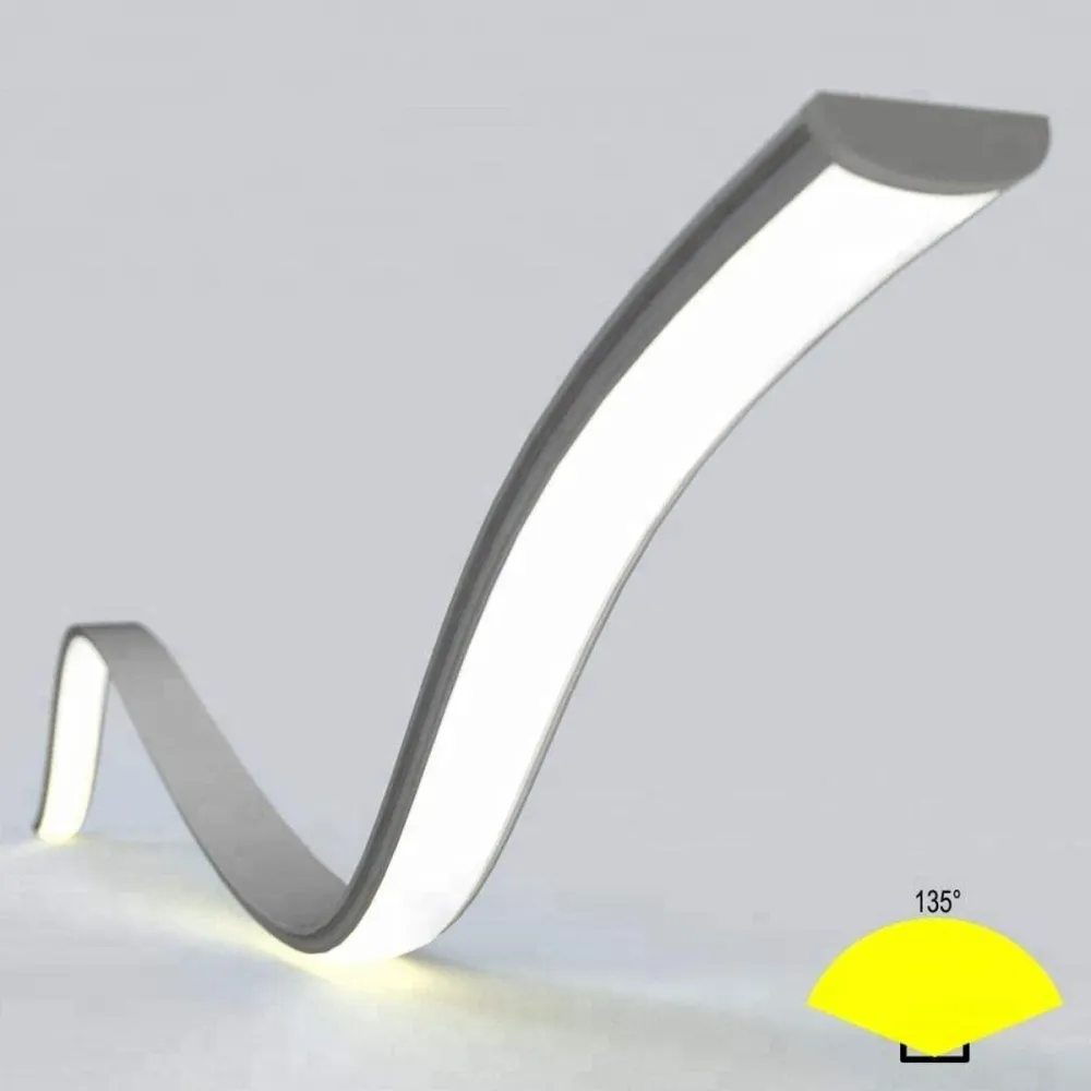 Profilo Led Flessibile Alluminio per Strip Led 2mt Curvo Cover Opalino Tappi e Staffe