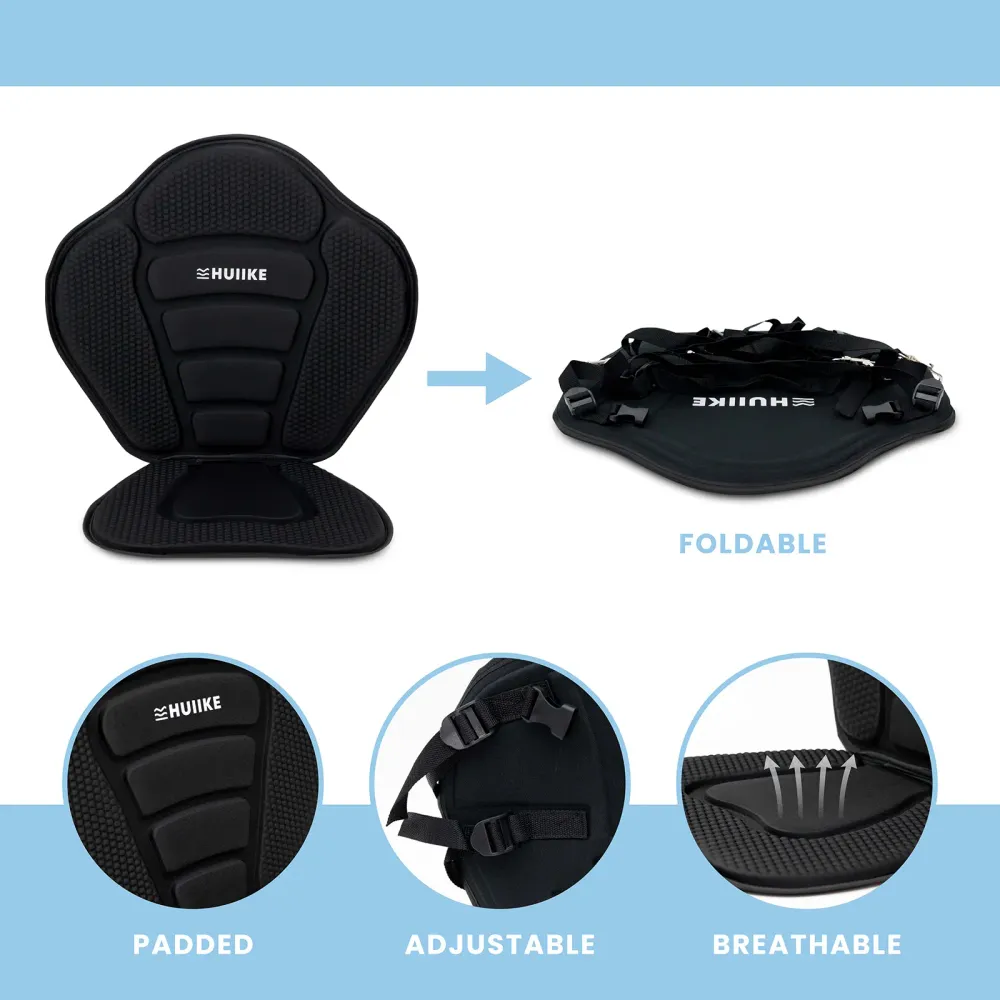 Sedile per paddle surf e kayak con 4 cinghie regolabili Nero
