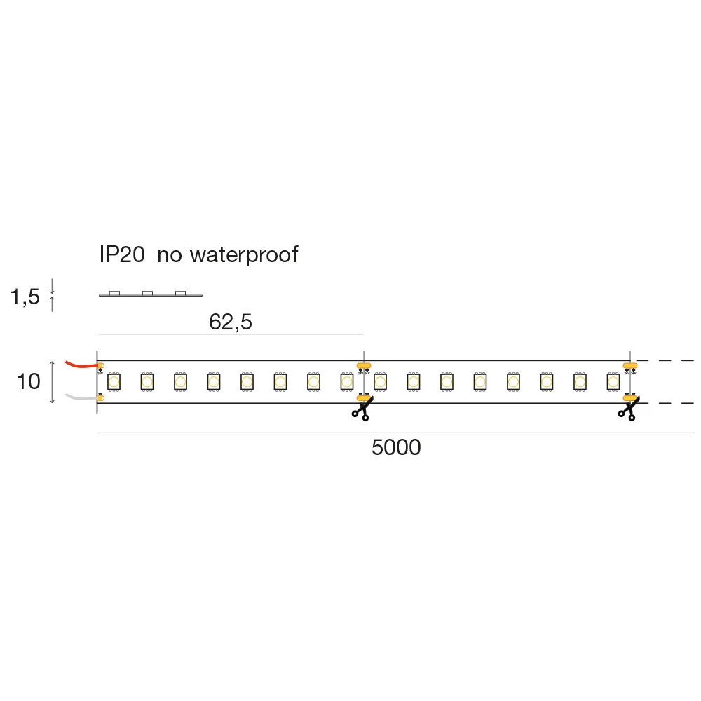 STRIP LED 12W/m - 10 mm 24Vdc