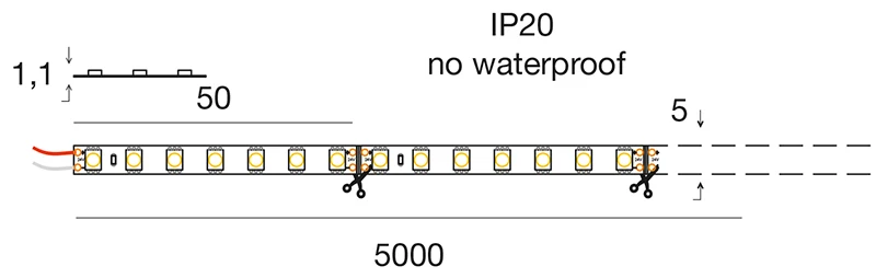 STRIP LED 18W/m - 5 mm 24Vdc