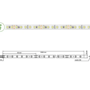 Strip LED SL120 ES CHIP 2835 24V DC 8W/m 3000K IP65