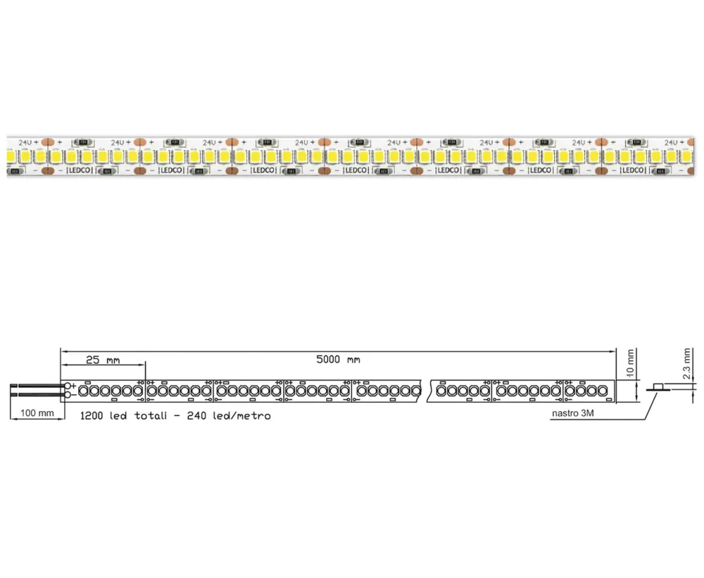Strip LED SL200 CHIP 2835 24V DC 20W/m 6000K IP20