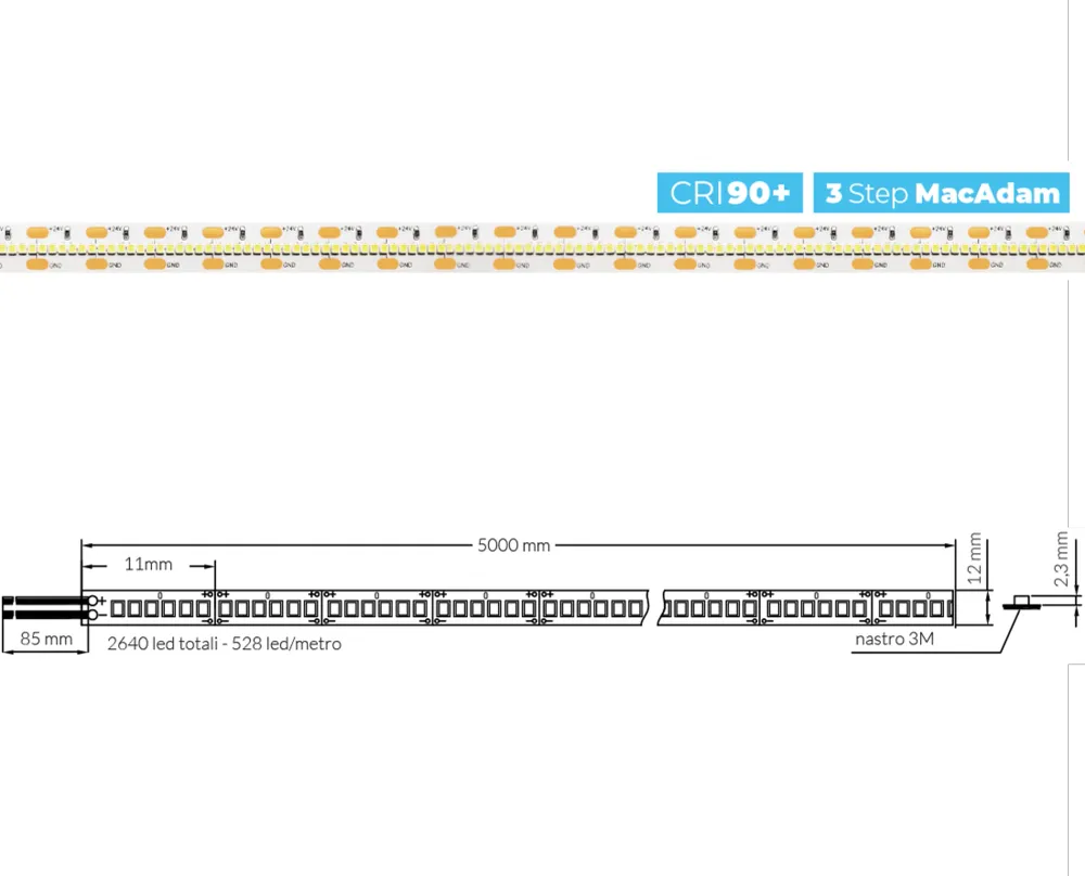 Strip LED SL500 CHIP 2216 24V DC 30W/m 2700K IP20