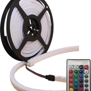 Striscia RGB Multicolore 120 led neon 5m tubo flessibile luminoso 12v strip bobina IP65