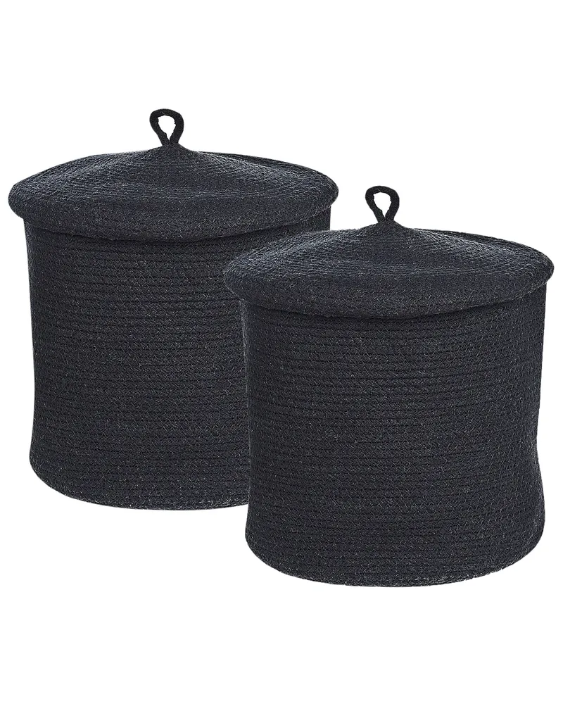 Set 2 Cotton Baskets Lids Nero puro SILOPI