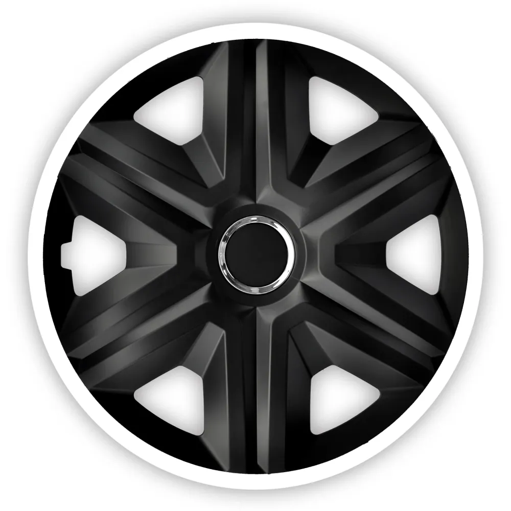 NRM 14" Wheel Covers Hubcaps Universal 4 PCS Set Solido Heavy Duty White Black