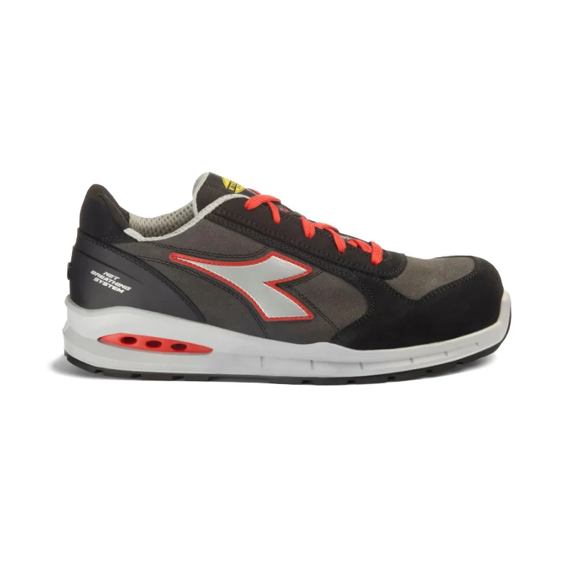 Parafango Polietilene Scarpa antinfortunistica Run Net Airbox Low S3S Diadora grigio asfalto/rosso