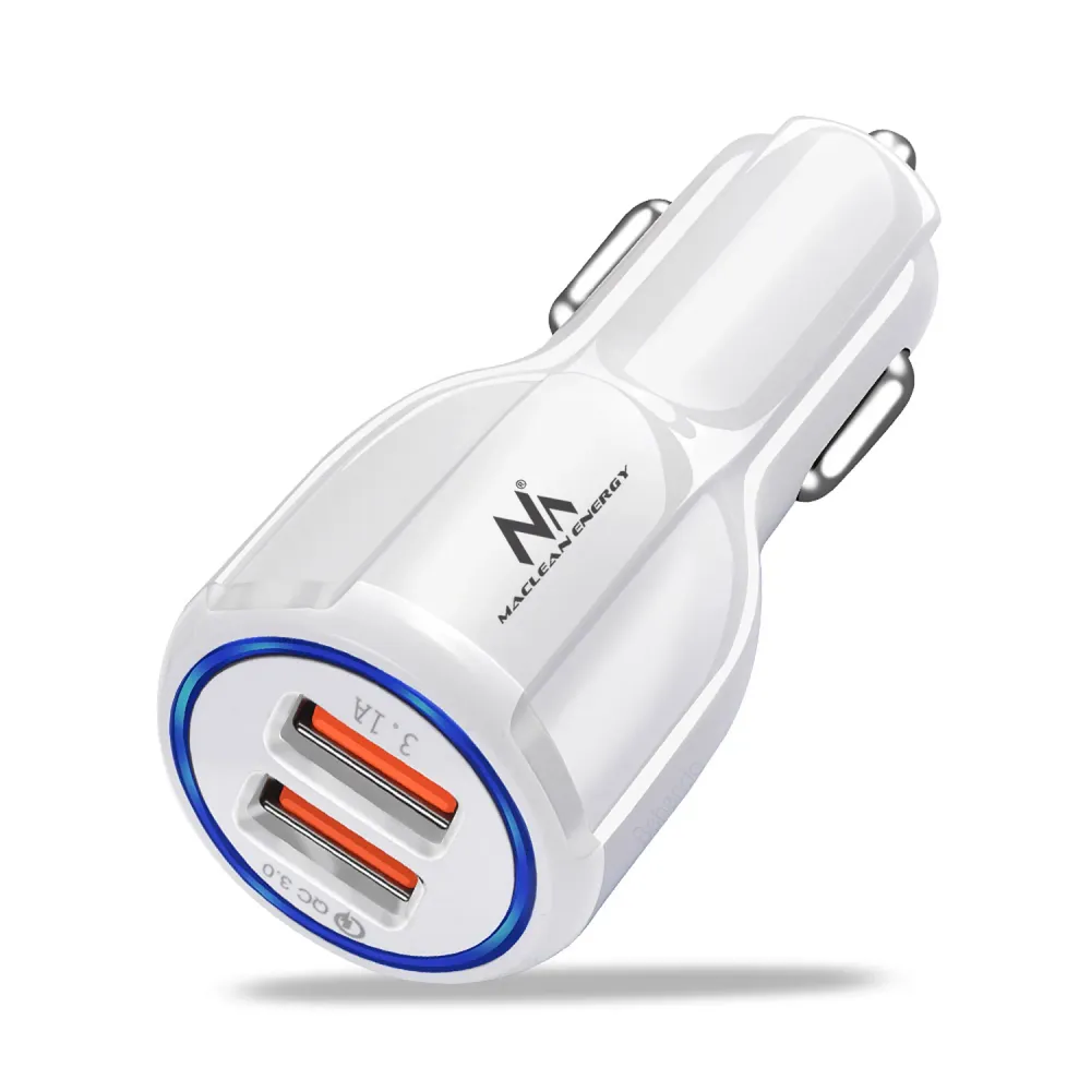 Caricabatteria da auto QC 3.0 Maclean Energy MCE478 W - bianco Qualcomm Rapido Charge QC 3.0 - presa 5V / 3A, 9V / 1.8A, 1...
