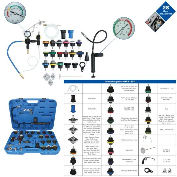 Brilliant Tools Master Kit diagnostico del sistema di raffreddamento 28 pezzi BT521150