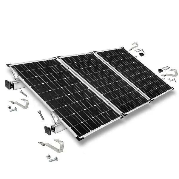 Kit di montaggio Offgridtec con gancio per tetto coda liscia per installazione su tetto spiovente 3 pannelli solari altezz...