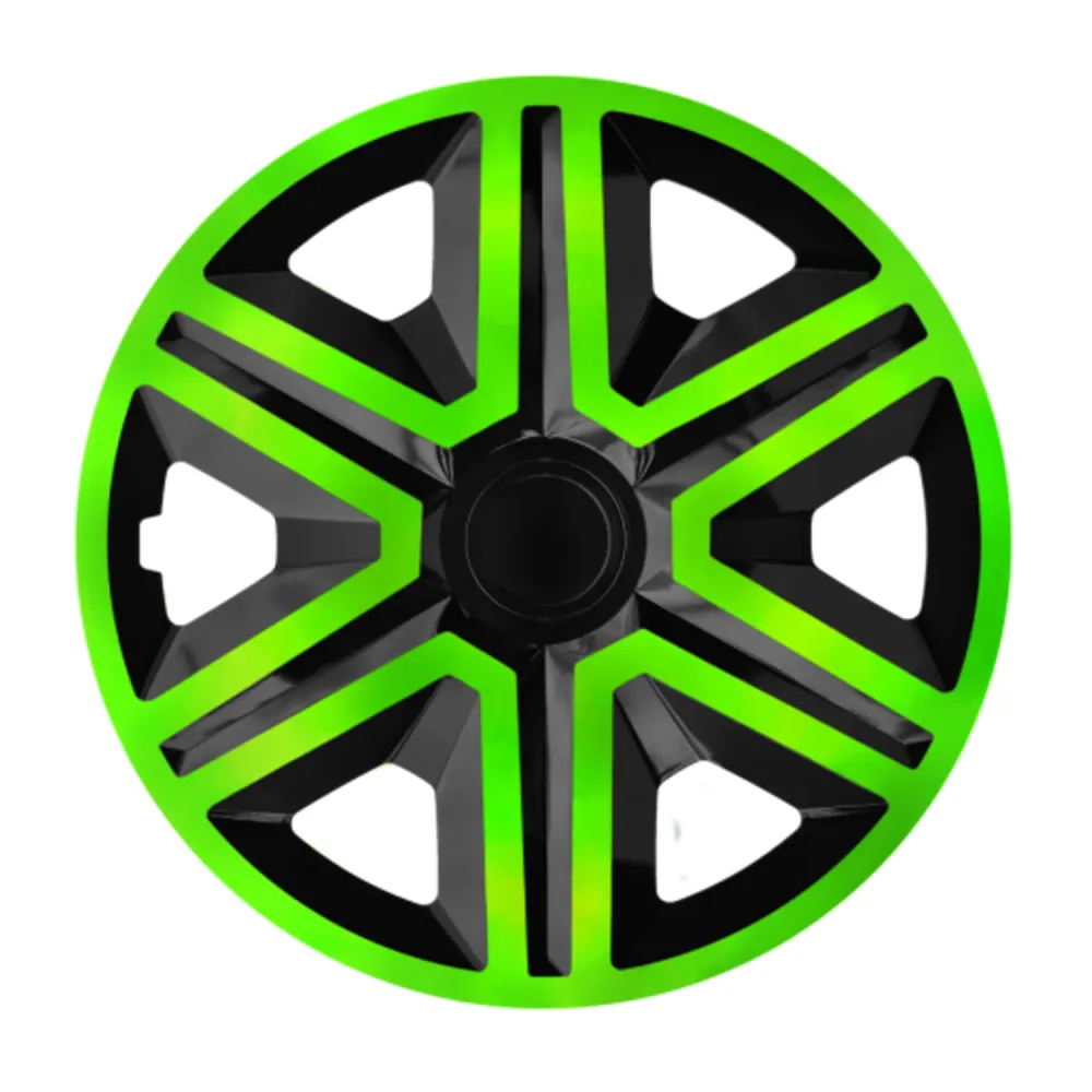 NRM 16" Wheel Covers Hubcaps Universal 4 PCS Black Green Weather Resistant ABS Facile Assembly