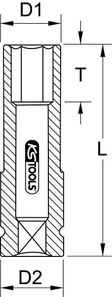 KS Tools Bussola percussione per cerchio alluminio da 1/2" robusta lunga 21 mm 515.1076
