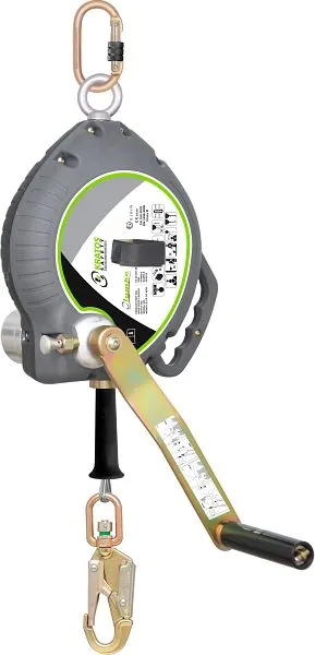 Dispositivo di sicurezza retrattile Funcke con manovella di salvataggio HSG tipo FA204-R custodia plastica / cavo acciaio...