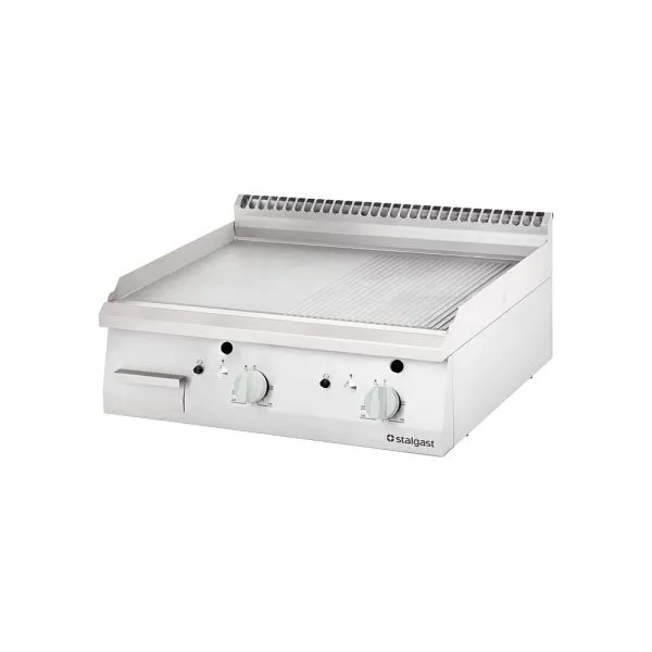 Piastra gas Stalgast come unità da tavolo collezione 700 ND - ½ liscia / ½ scanalata 800x700x250 mm SL3722TE