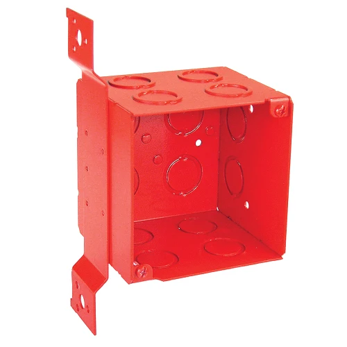 4 Square Junction Box 4 Inch Deep Flat Vertical Bracket Red 52191-FRED (pack 20)