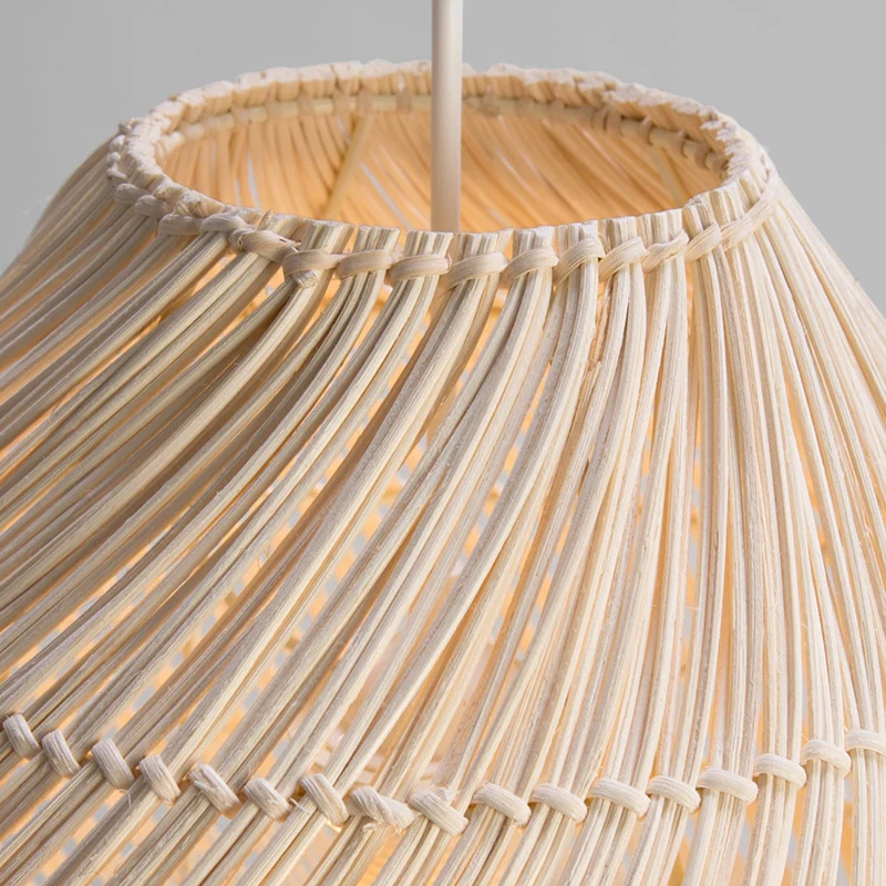 Lampada sospensione forma di campana rattan per camera da letto stile asiatico con cavo sospeso da 39 pollici