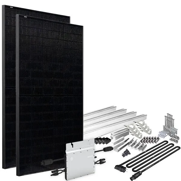 Offgridtec Solar-Direct 820W HM-800 Centrale elettrica da balcone Presa Schuko pieno nera - 5 m - Kit di montaggio coda di...
