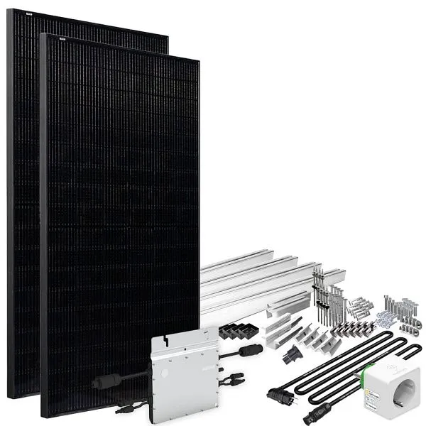 Offgridtec Solar-Direct 820W HM-800 Centrale elettrica da balcone Presa Schuko assolutamente nera - 5m - Kit di montaggio...