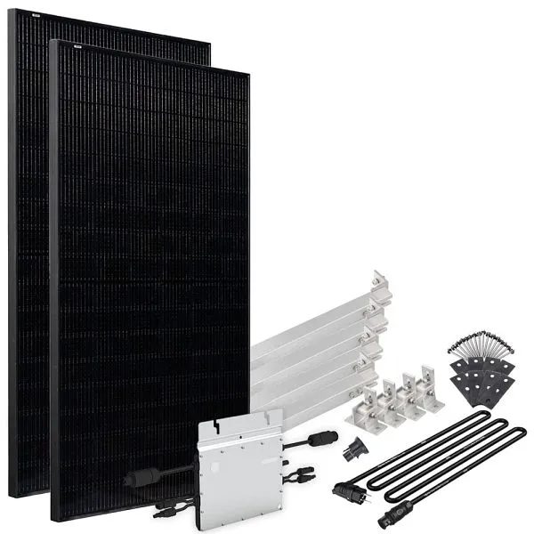 Offgridtec Solar-Direct 820W HM-800 Centrale elettrica da balcone Presa Schuko del tutto nera - 5m - Kit di montaggio per...