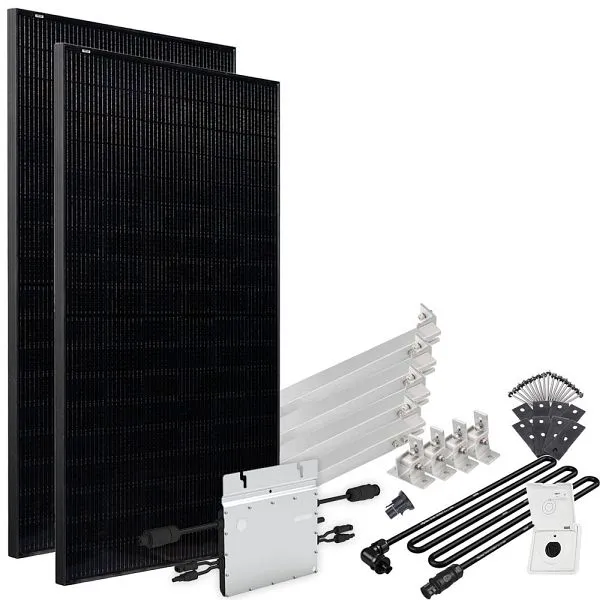 Offgridtec Solar-Direct 860W HM-800 Centrale elettrica da balcone Presa di corrente pieno nera - 5 m - Kit di montaggio pe...