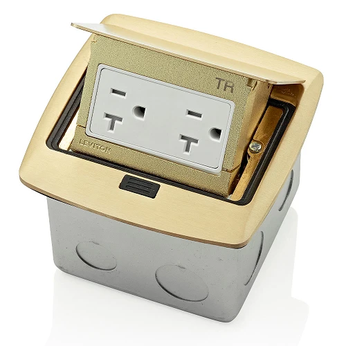 Leviton 20A 125V Pop Up Floor Box Tamper Resistant Outlet Ottone PFTR2-BR