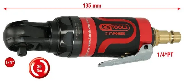 Mini cricchetto con interruttore ad aria compressa KS Tools 1/4" SlimPOWER 30 Nm 515.5505
