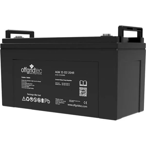 Offgridtec AGM 122Ah 20HR 12V - batteria solare enormemente durevole ai cicli 2-01-001485