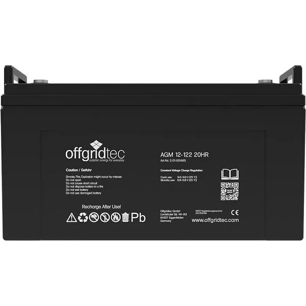 Offgridtec AGM 122Ah 20HR 12V - batteria solare enormemente durevole ai cicli 2-01-001485