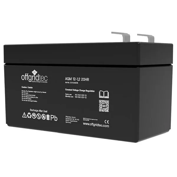Offgridtec AGM 1.2Ah 20HR 12V - batteria solare decisamente durevole ai cicli 2-01-001975