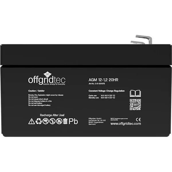 Offgridtec AGM 1.2Ah 20HR 12V - batteria solare decisamente durevole ai cicli 2-01-001975