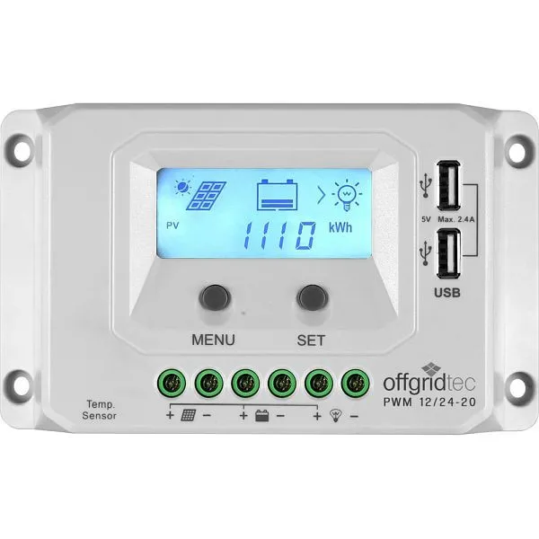 Offgridtec PWM Pro regolatore di carica 12V/24V 20A USB 1-01-010915
