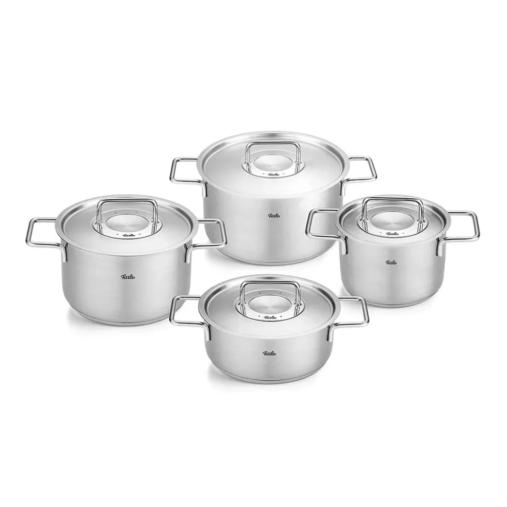 Set di fusti acciaio inossidabile da 4 pezzi con coperchio acciaio Collezione Genuino Fissler