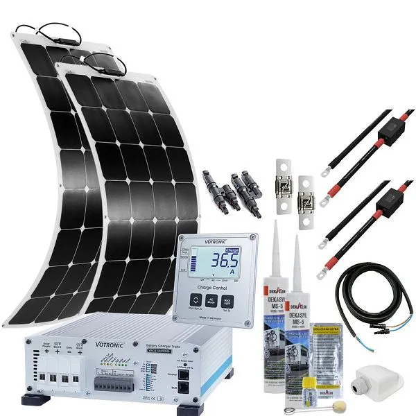 Sistema solare per camper Offgridtec mTriple Flex S con 2 moduli solari da 120 W 30/20/250 Caricatore triplo Votronic e di...