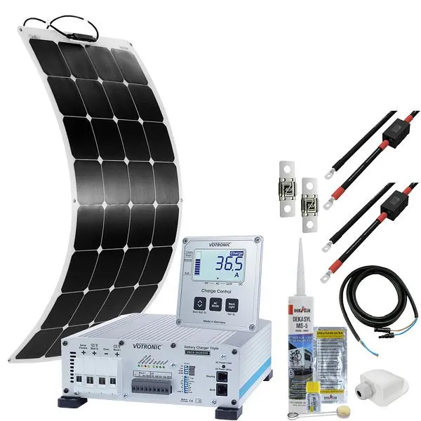 Sistema solare per camper Offgridtec mTriple Flex S con 1 modulo solare da 120 W 30/20/250 Caricatore triplo Votronic e di...