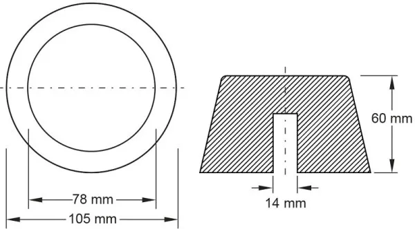 Tampone gomma KS Tools 11 per piattaforme elevatrici Ø 105 mm 160.0485