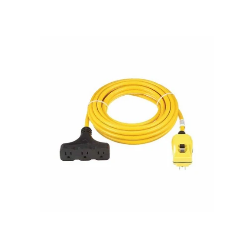 100' 120V/15A Right Angle GFCI 12/3 Cable Set Tri Cord Giallo oro 14880120-1