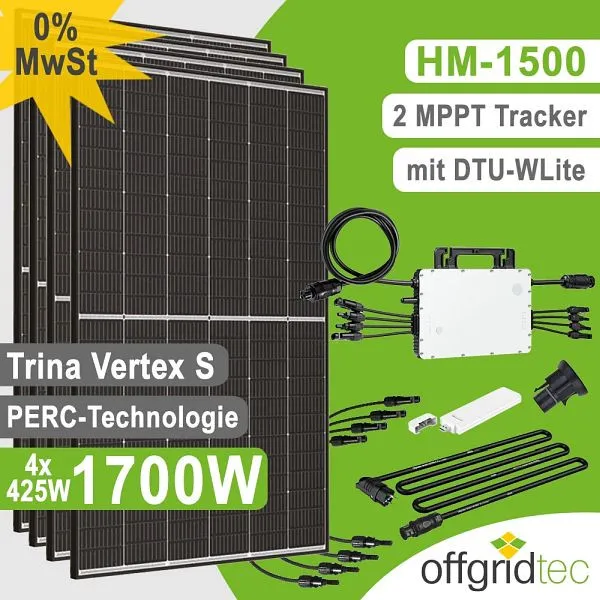Centrale elettrica da balcone Offgridtec 1700W HM-1500 DTU-WLite Trina Vertex-S 425 compatto sistema solare fotovoltaico 4...
